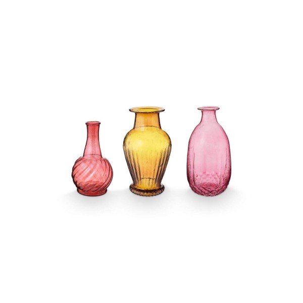 Pip Studio Vase 3er-Set - M (Rosa/Gelb)