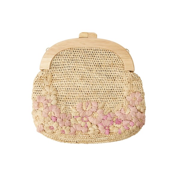 Bast-Tasche "Ava" mit gestickten Blumen (Natural) von CURRY