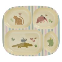 rice Melamin Kinderteller mit 4 Fächern "Sweet Jungle" - 24,3x21,6 cm (Bunt)