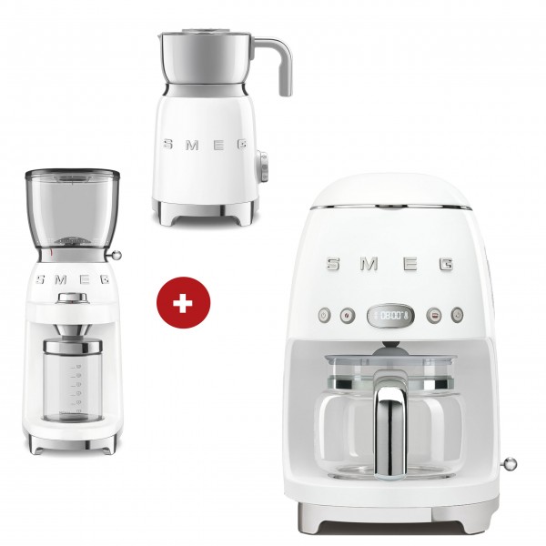 smeg Filter-Kaffeemaschine, smeg Milchaufschäumer, smeg Kaffeemühle