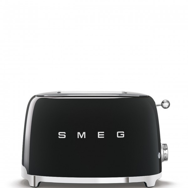 smeg Set aus 2-Schlitz-Toaster kompakt und Wasserkocher feste Temperatur (Schwarz)