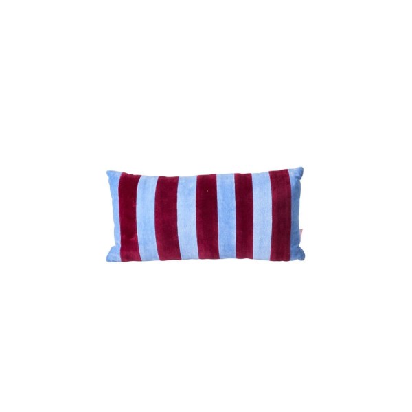 rice Samtkissen mit Streifen - 40x20 cm (Blau/Rot)