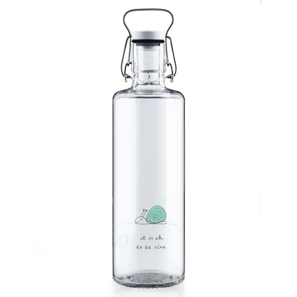 Trinkflasche aus Glas "Ok to be slow" - 1 l von Soulbottles