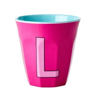 rice Melamin Becher "Buchstabe L" - Medium (Pink)