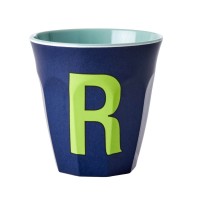 rice Melamin Becher "Buchstabe R" - Medium (Dunkelblau)