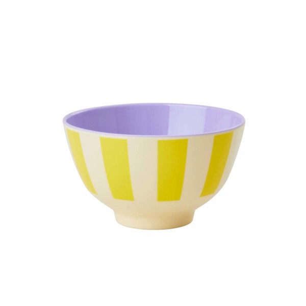 rice Melamin Schale mit Streifen - Klein (Gelb/Lila)