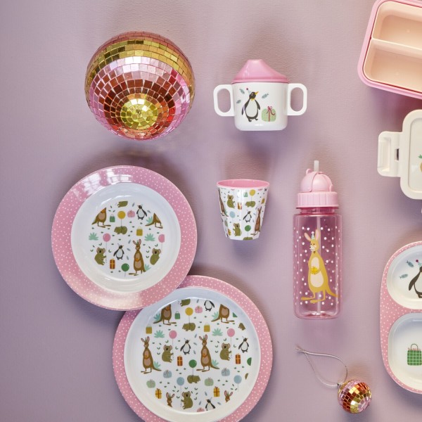 rice Melamin Menüteller für Kinder "Party Animal" (Pink)