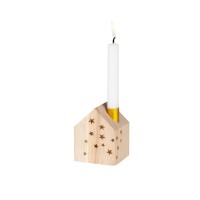 Glückslichthaus "Sterne" - 5x5x6,5 cm (Natur/Gold) von räder Design