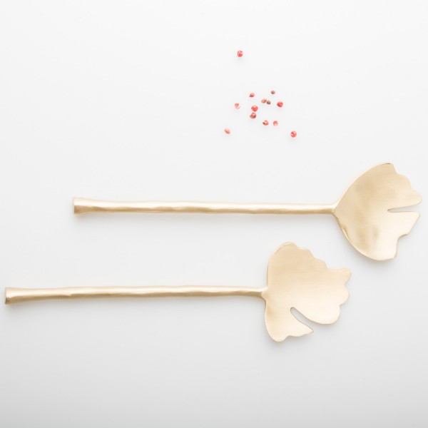 Salatbesteck-Set "Leaves" - 2 tlg. (Gold) von Urban Nature Culture