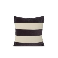 Kissenbezug aus Baumwollsamt "Striped" - 50x50 cm (Grau/Beige) von Lexington