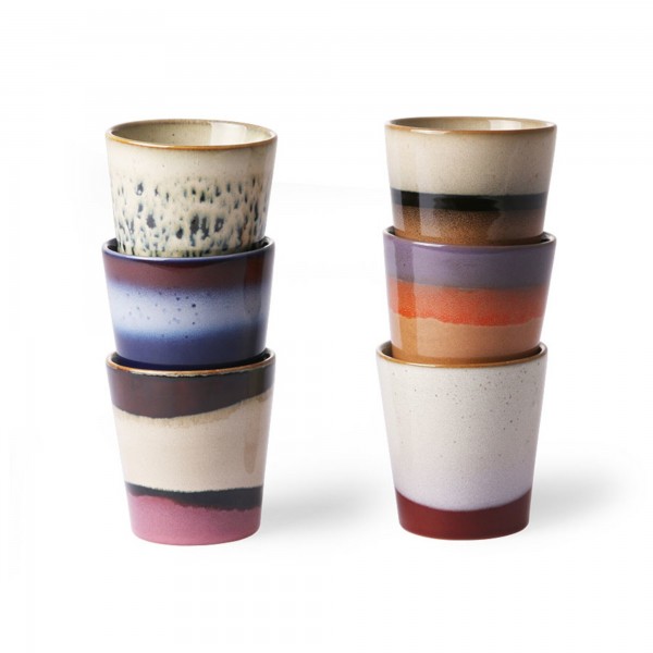Kaffeetasse ohne Henkel im 6er-Set "70s ceramics" von HKliving