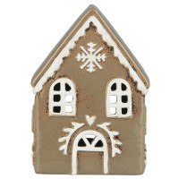 Ib Laursen Teelichthaus "Gingerbread - Schneekrystall" - 15,5 cm (Braun/Weiß)