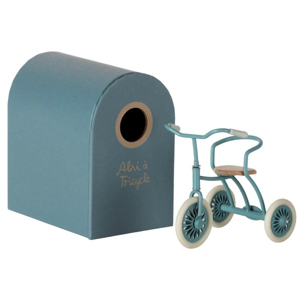 Maileg Dreirad & Garage für Maus (Petrol Blue)