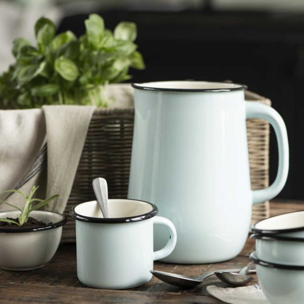 Ib Laursen Tasse aus Emaille (Hellblau/Creme)