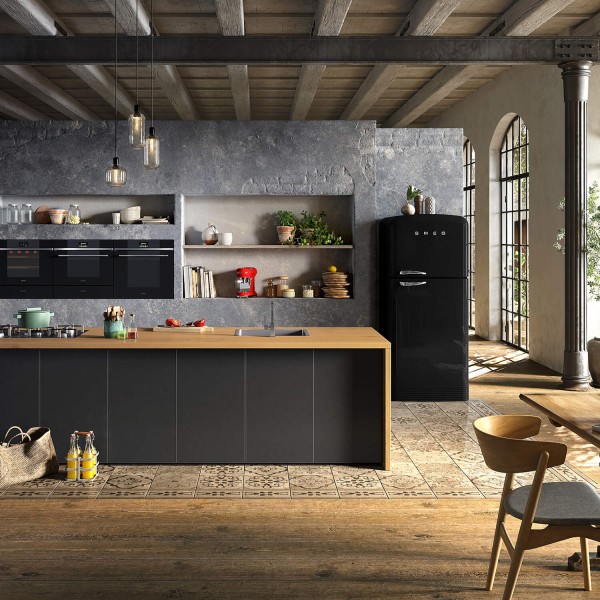 smeg Kühl-/Gefrierkombination "50's Retro Style" FAB50 (Schwarz) Tür rechts