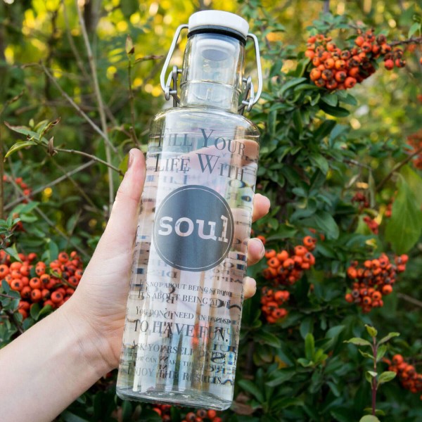 Trinkflasche aus Glas "Fill your Life with Soul" - 1 l von Soulbottles