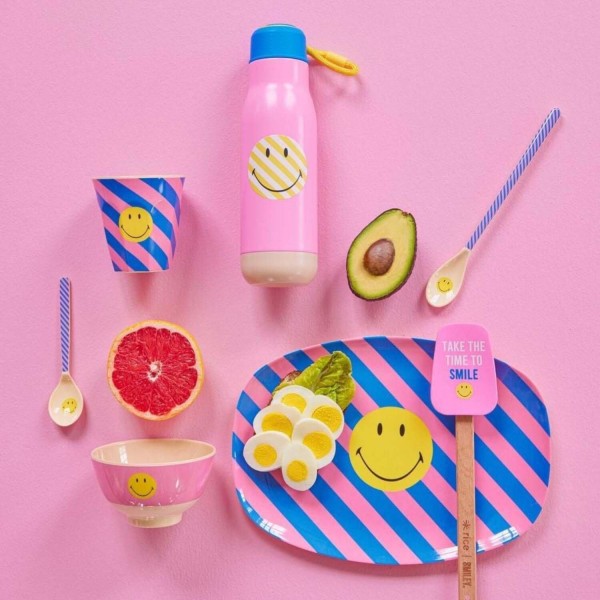rice Silikonspatel mit Bambusgriff "Smiley" (Pink)