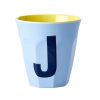 rice Melamin Becher "Buchstabe J" - Medium (Hellblau)