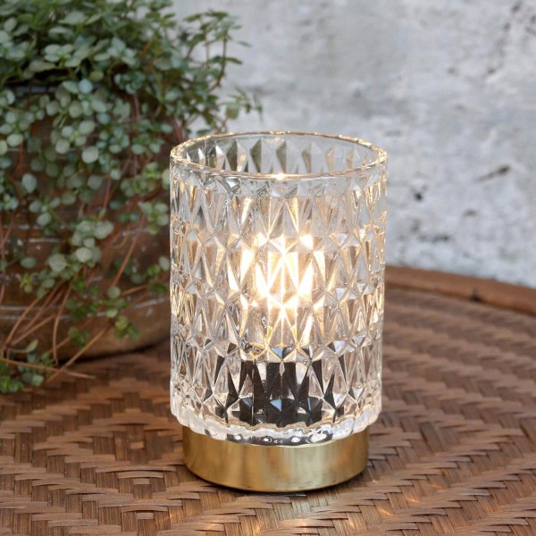 LED-Tischleuchte mit Diamantenschliff - ø8,5cm (Transparent) von Chic Antique