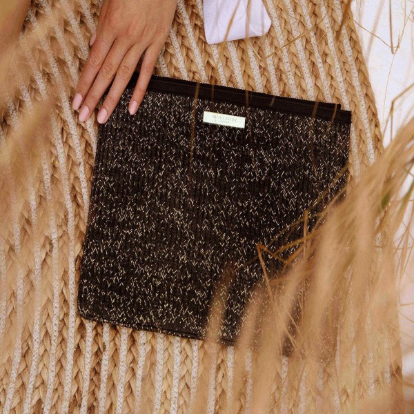 Pouch "Strand" aus Stroh (Schwarz) von KATIE LOXTON