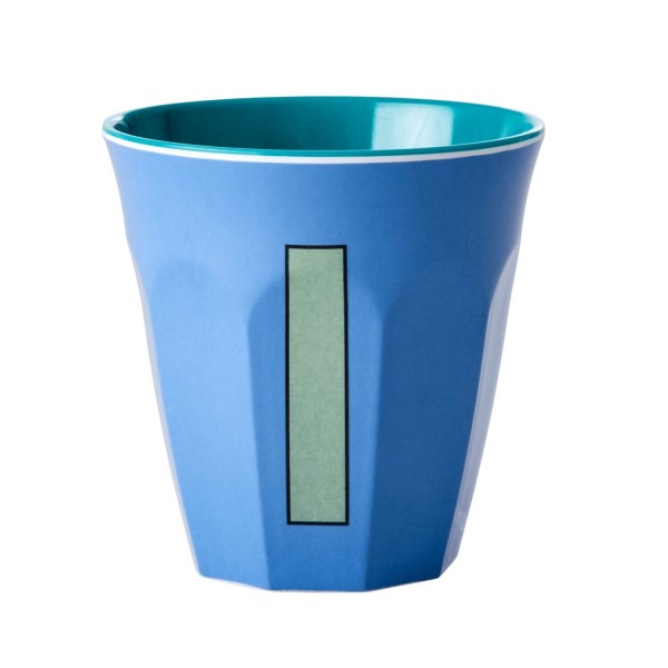 rice Melamin Becher "Buchstabe I" - Medium (Taubenblau)