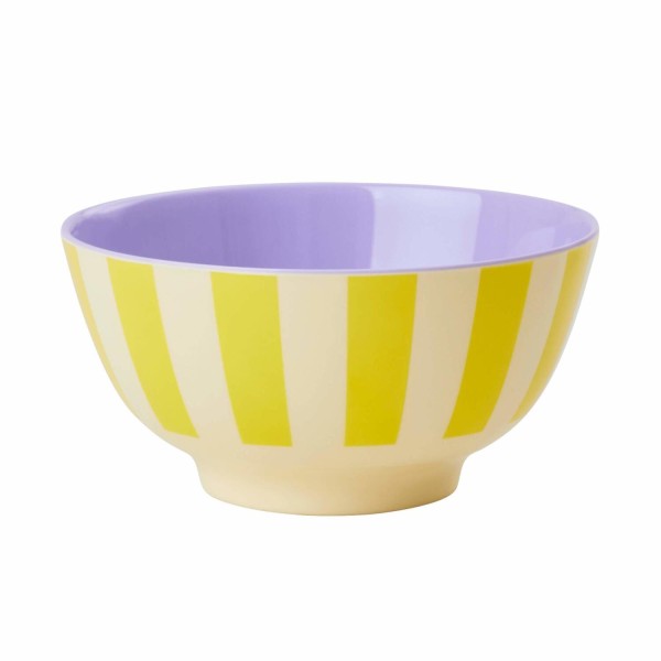 rice Melamin Schale mit Streifen - Medium (Creme/Gelb/Lila)