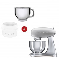 smeg Küchenmaschine mit smeg Eisbereiter und extra smeg Edelstahlschüssel