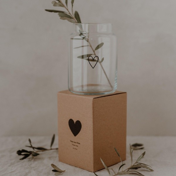 Vase aus Glas "Herz" - groß (Transparent) von Eulenschnitt