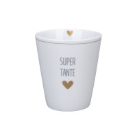Krasilnikoff Happy Mug "Super Tante" (Weiß / Gold)