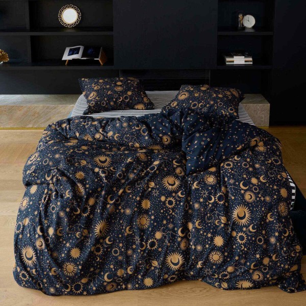 Bettwäsche-Set "Luna tic" - 135x200cm & 80x80cm (Nachtblau) von Covers & Co