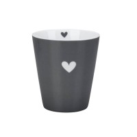 Krasilnikoff Happy Mug ohne Henkel "Colourful Heart" (Charcoal)