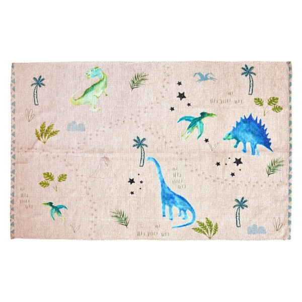 rice Kinder-Teppich "Dinosaurs - Dinosaurier" - 180x120 cm (Beige/Blau)