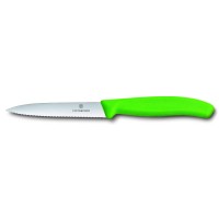 VICTORINOX "SwissClassic" Gemüsemesser Mittelspitz Wellenschliff (grün) 10 cm