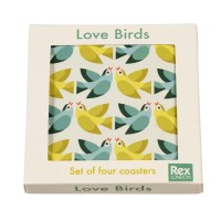 Glas-Untersetzer "Love Birds" - 4er-Set von Rex LONDON