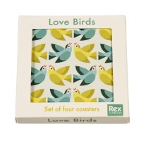 Glas-Untersetzer "Love Birds" - 4er-Set von Rex LONDON