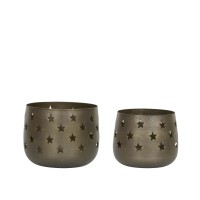 Teelichthalter mit Sternen im 2er-Set - ø 13 cm (Antique Messing) von Chic Antique