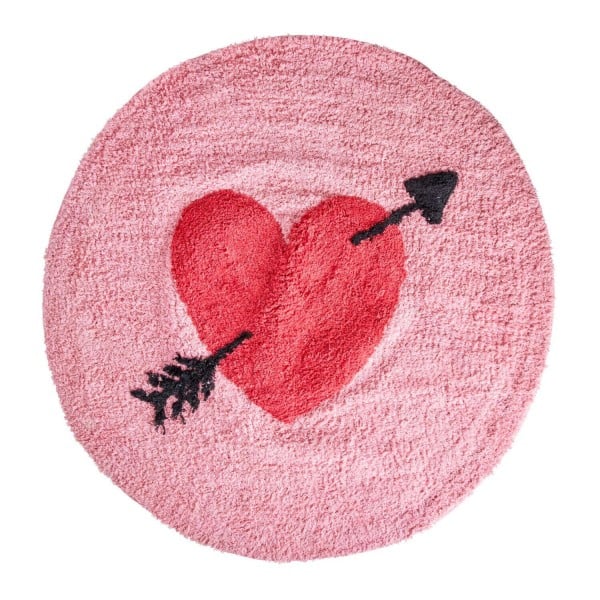 rice Teppich mit Herzen - Rund (Rot/Pink)