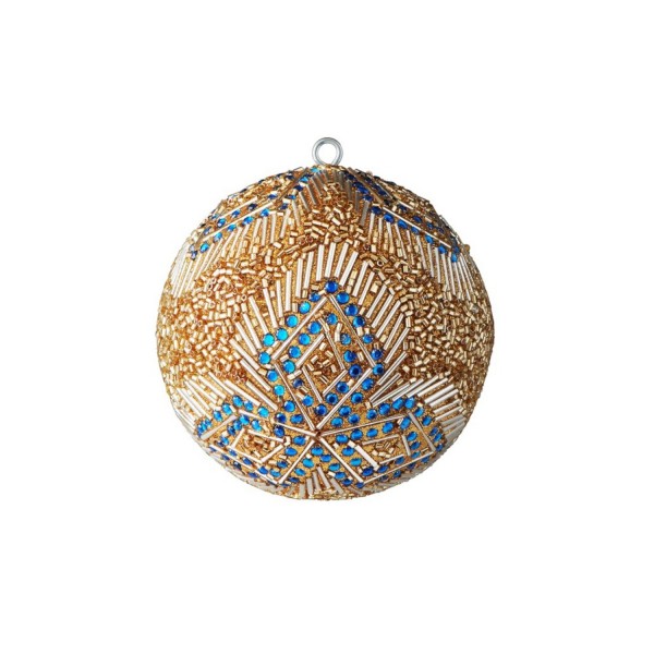 Weihnachtskugel "Opium Rauten" -10cm (Blau/Gold) von Gift Company