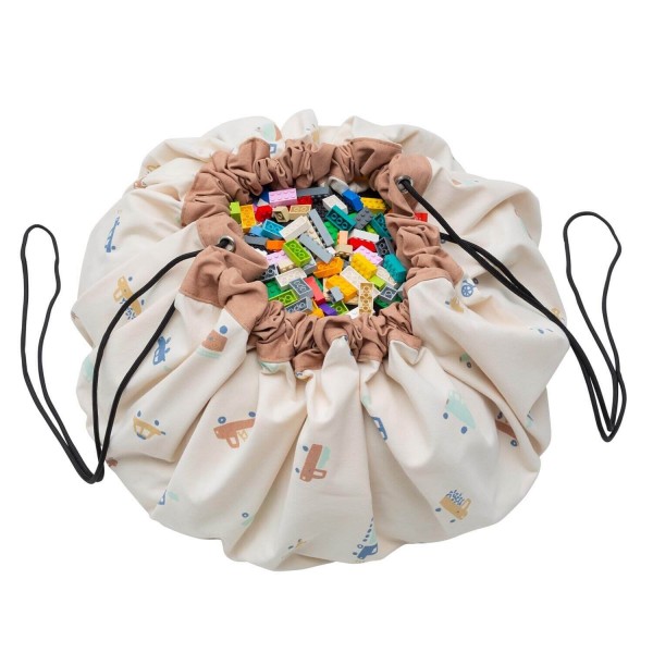 Aufräumsack/Spielmatte "Große Autos" - ø 140 cm (Beige/Bunt) von Play&Go