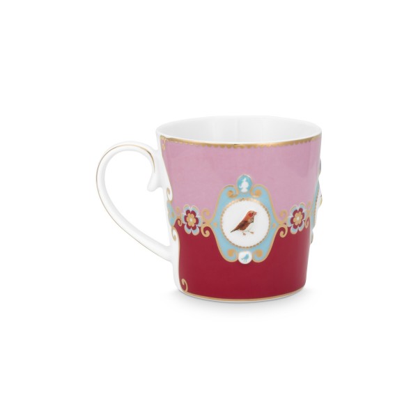 Pip Studio Große Tasse "Love Birds - Medallion" - 250 ml (Rot/Pink)