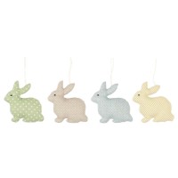 Ib Laursen Deko-Hasen im 4er-Set - 14cm (Grün/Beige/Blau/Gelb)