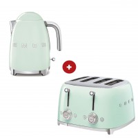 smeg Set aus 4-Schlitz-Toaster und Wasserkocher feste Temperatur (Pastellgrün)