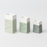 Mini-Vase "Porzellantüte" im 3er-Set - 11x5,5x10 cm (Grün) von räder Design