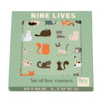 Glas-Untersetzer "Nine Lives" - 4er-Set von Rex LONDON