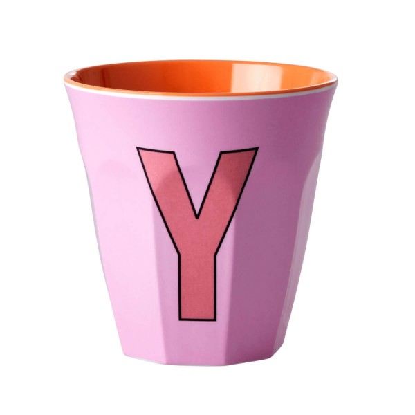 rice Melamin Becher "Buchstabe Y" - Medium (Rosa)