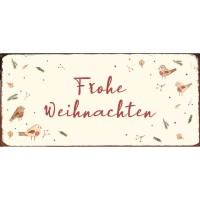 Ib Laursen Metallschild "Frohe Weihnachten" - 15x7 cm (Beige/Bunt)