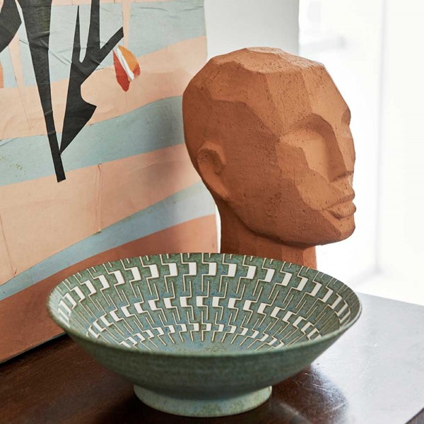 Skulptur "Abstrakter Kopf" (Terracotta) von HKliving