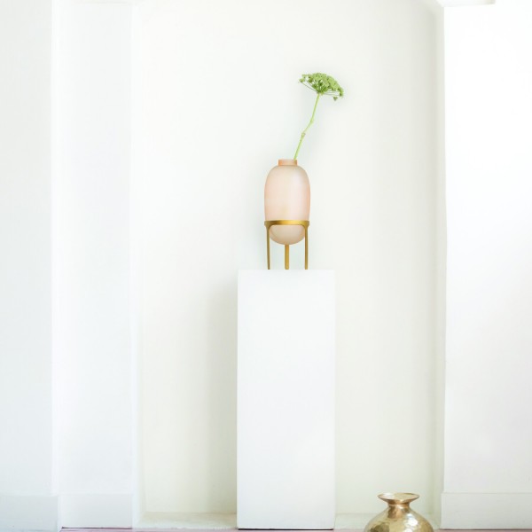 Glas-Vase mit Fuß - ø17,5x35cm (Rosa/Gold) von Urban Nature Culture