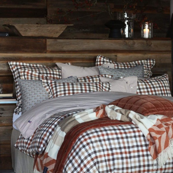 Flanell-Kopfkissenbezug "Checked Rust" - 80x80 cm (Braun) von Lexington