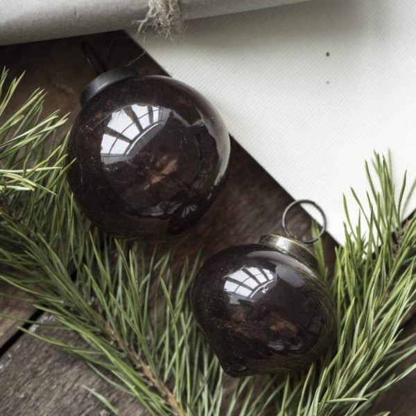 Ib Laursen Weihnachtskugel "Pebbled" - 5,8x6,5 cm (Mocca)